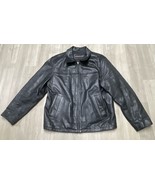 Charles Klein Leather Jacket Mens Large Black Full Zip Motorcycle Bomber... - $75.34 CAD