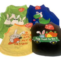 Pet Central Printed Dog Puppy Easter T-Shirts Lot of 2 Bunny Dino NEW - $15.00
