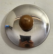 Vintage Stainless Steel Wooden Knob 4 1/2&quot; Round Replacement Lid #68 - $352.39 MXN