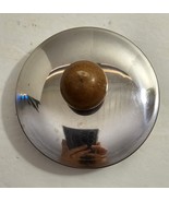 Vintage Stainless Steel Wooden Knob 4 1/2&quot; Round Replacement Lid #68 - $352.39 MXN