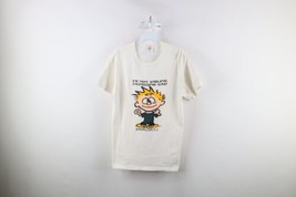Vintage 90s Streetwear Mens Medium Distressed Calvin Comic Funny T-Shirt White - £23.62 GBP