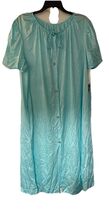 Vintage Lorraine Nightgown Size Med Mint Green Short Sleeve Button Down NEW - €14,62 EUR