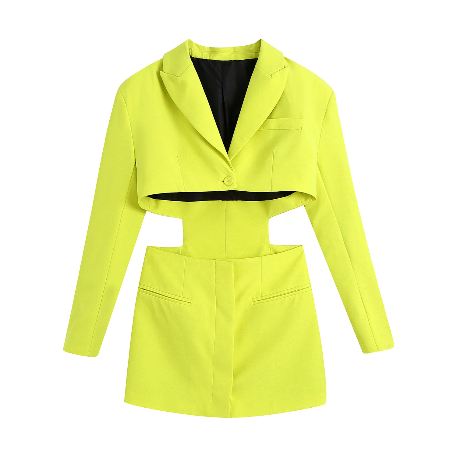 Hollow Out Waist Blazer Jacket Sexy Office Laidies Long Sleeve Bodycon Outwear W - £179.54 GBP