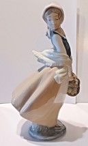 Nao By Lladro # 0237 Graceful Windswept Girl With Fruit Basket Figurine - £27.22 GBP
