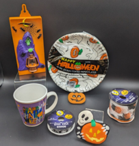 Vtg Halloween Decoration LOT Party Favors Ghost Plates Ribbon Reaper Doo... - $27.47