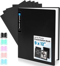 Sooez Art Portfolio 9x12, 24 Pockets with 24 Black Paper, Binder with Pl... - $20.97