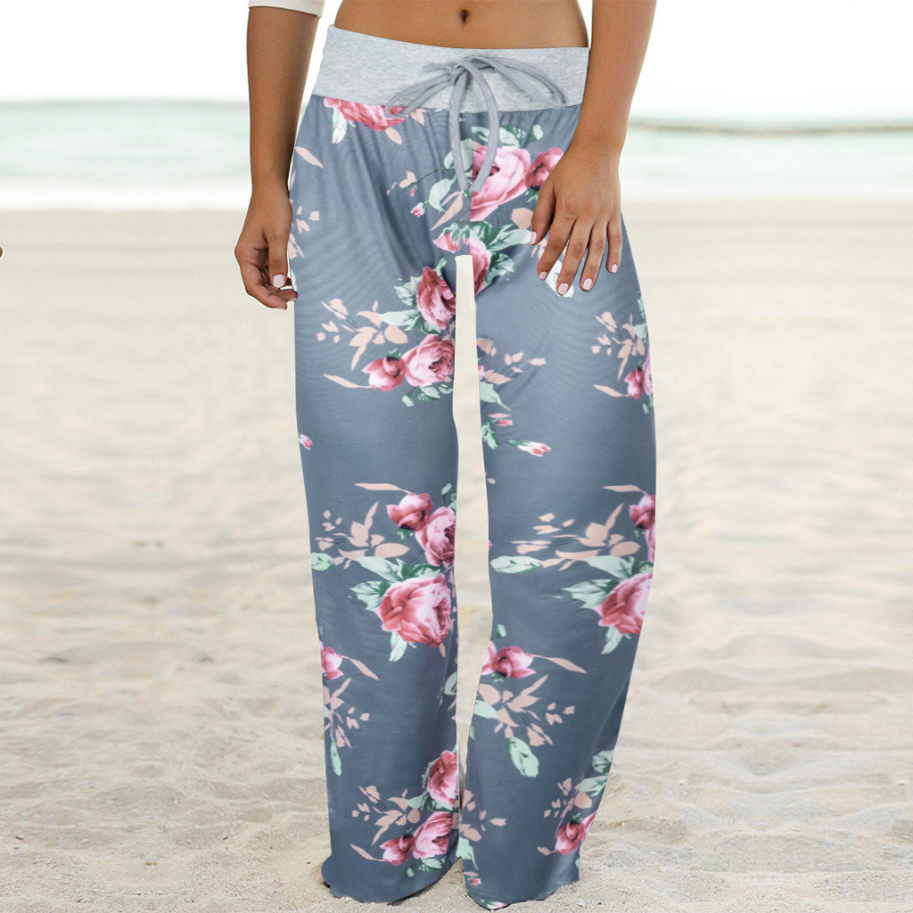 Women Camouflage Print Trousers Summer High Elastic Waist Wide Leg Loose... - $19.89