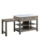 Feivel Kitchen Island w/Pull Out Table, Marble Top &amp; Rustic Oak Finish - $1,877.73 CAD