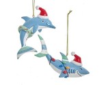 Kurt  Adler Whimsical Dolphin and Shark in Santa Hats Christmas Ornament... - £9.68 GBP