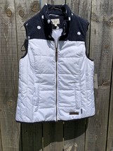 NWT G.H. BASS Women&#39;s Packable Puffer/fleece Vest Sz M White polka dot - £19.98 GBP