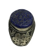 Lapis Stone Islamic Inscription Writing Giant Majestic Ring Size 8 3/4 L... - £29.89 GBP