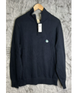 LL Bean Double L Sweater Mens Sz Medium 1/4 Zip Long Sleeve Cotton Navy ... - £21.91 GBP