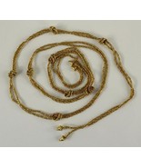 MODERN Costume Jewelry Gold Tone Twist Knotted Wrap Lariat Double Chain ... - £19.54 GBP