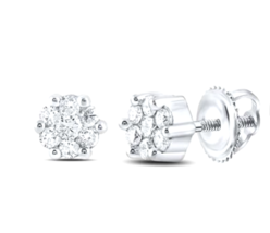 1/6ctw Round Flower Cluster Diamond Earrings 10k White Gold - £642.24 GBP