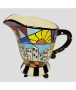 Prospero Footed Hand-Painted Ceramic Creamer Pitcher Jazzy Hobo Chic Col... - $388.53 MXN