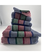 Vintage Centennial Towels Green Red Blue Striped 100% Cotton Bathroom Retro - $41.73