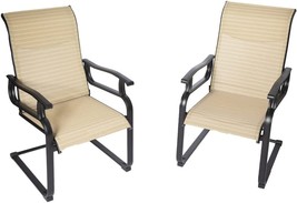 Luckyberry Patio Dining C Spring Motion Textilene Metal Rocker Chairs Weather - £266.97 GBP