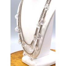 Vintage Double Strand Necklace with Clear Faceted Lucite Teardrop Dangles - £25.53 GBP