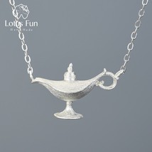 Lotus Fun 18K Gold Aladdin&#39;s Lamp Pendant Necklace Real 925 Sterling Silver Natu - £36.68 GBP