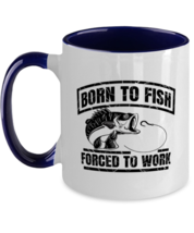 Fishing Mugs Born To Fish Forced To Work Navy-2T-Mug  - £14.10 GBP