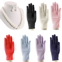Pearl Necklace Set and Satin Wrist Length Dress Gloves Dress Up Prom Wed... - £20.78 GBP