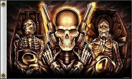 Skeletons Guns &amp; Coffins Flag - 3x5 Ft - £16.03 GBP