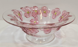 Vintage Colony Glass Cranberry Pink Dogwood Flower Footed 11&quot; Centerpiec... - £28.92 GBP