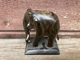 Old VTG Hand Carved ORISSA Indian Elephant Figure w Label - £46.67 GBP