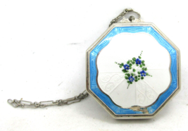 Antique E.A.M. Guilloche Enamel Ladies Mirrored Powder Compact - $246.51