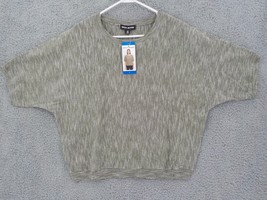 Dkny J EAN S Womens Top L Marled Sage Green Short Sleeve Round Neck Knit Shirt Nwt - £9.36 GBP