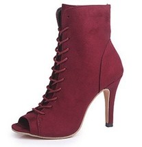 Open Toe High heel women&#39;s summer boots Roman style autumn ankle boots Lace-Up S - £39.70 GBP