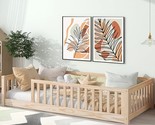 Twin Floor Bed With Safety Guardrails And Slats, Montessori Bed Frame Fo... - $370.99