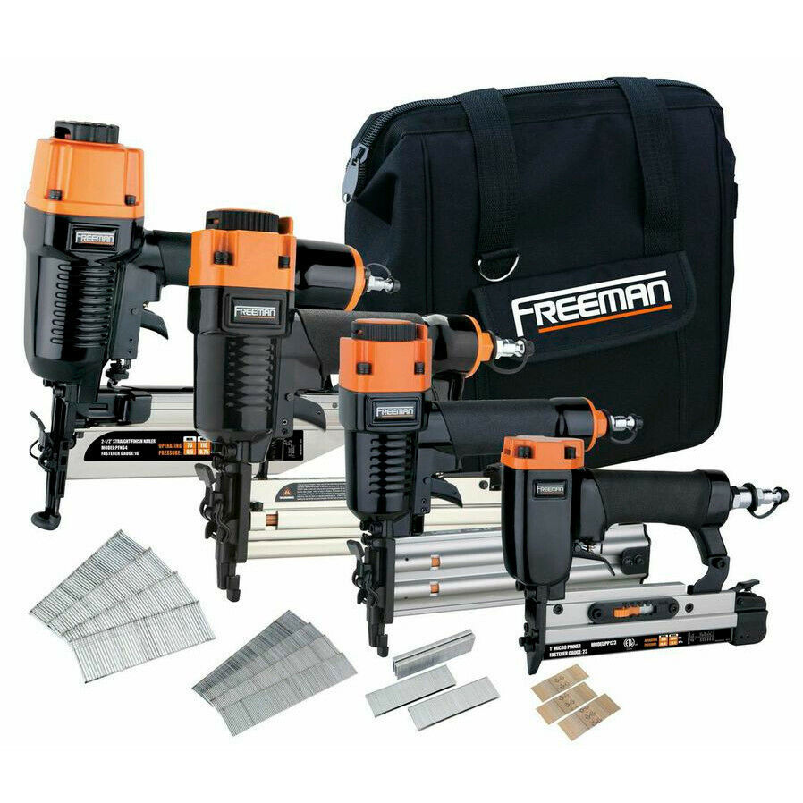 Freeman P4FNCB Finishing Stapler & Nailer 4-Tool Combo Kit New