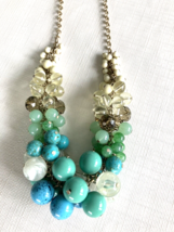 NEW Lia Sophia &quot;LAGUNA REGATTA&quot; Blue Green Cream Beaded Cluster Necklace... - $14.84