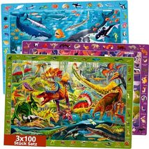 QUOKKA 60 Pieces Floor Puzzles for Kids Ages 4-6  3 Jigsaw Kids Puzzles... - £23.48 GBP