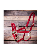 Adjustable Horse Halter with Throat Snap  For Horses (600-900 lb) Nylon Red - £28.36 GBP