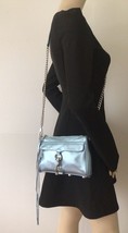 Rebecca Minkoff MAC Blue Leather Crossbody Bag with Silver Hardware Chai... - £58.97 GBP