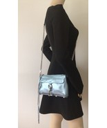Rebecca Minkoff MAC Blue Leather Crossbody Bag with Silver Hardware Chain Strap - $74.95