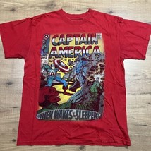 Marvel Comics Captain America Tee Shirt Size Medium Red When Wakes The Sleeper - £15.35 GBP