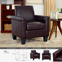 Espresso Modern Accent Arm Chair Pu Leather Single Sofa Seat Leisure Living Room - £185.96 GBP