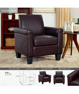 Espresso Modern Accent Arm Chair Pu Leather Single Sofa Seat Leisure Liv... - $235.99