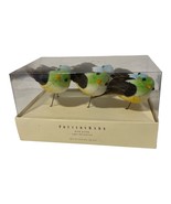 Pottery Barn Faux Mushroom Birds Decorative Vintage Blue and Green - $372.92 MXN