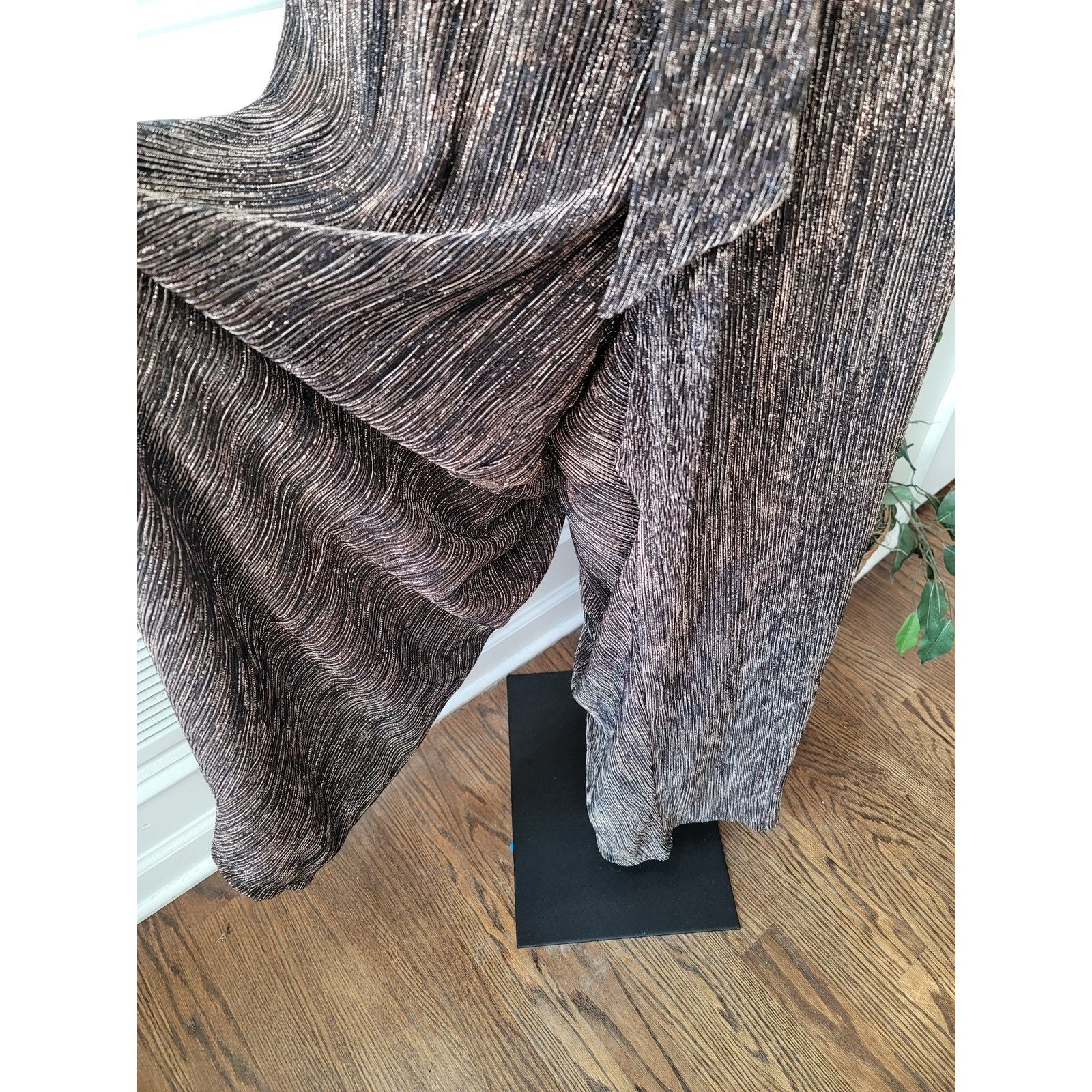 Lane Bryant Jumpsuit Women Size 26/28 Brown Metallic Wide Leg Long Sleeve Belted Item image 7