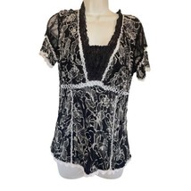 ALBERTO MAKALI Crinkle Floral Print Blouse Shirt Top Size M - $18.80