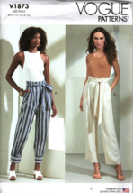Vogue V1873 Misses Loose Fitting Pants and Belt Sewing Pattern New Size 8 to 16 - £18.26 GBP