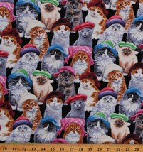 Cotton Cats Kittens Animals Hats Winter Multicolor Fabric Print By Yard D382.46 - £25.19 GBP