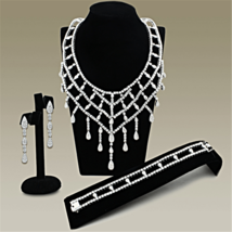 LO2428 - Rhodium Brass Jewelry Sets with AAA Grade CZ  in Clear - €130,27 EUR