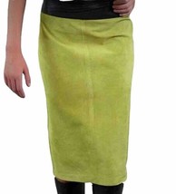 Gretchen Scott Leather Skirt Womens Small Green Washable Suede Straight Pencil - £23.50 GBP
