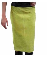 Gretchen Scott Leather Skirt Womens Small Green Washable Suede Straight ... - £23.10 GBP