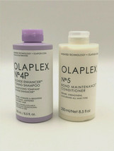 Olaplex No.4P Blonde Enhancer Toning Shampoo &amp; No.5 Bond Conditioner 8.5 oz - £36.63 GBP